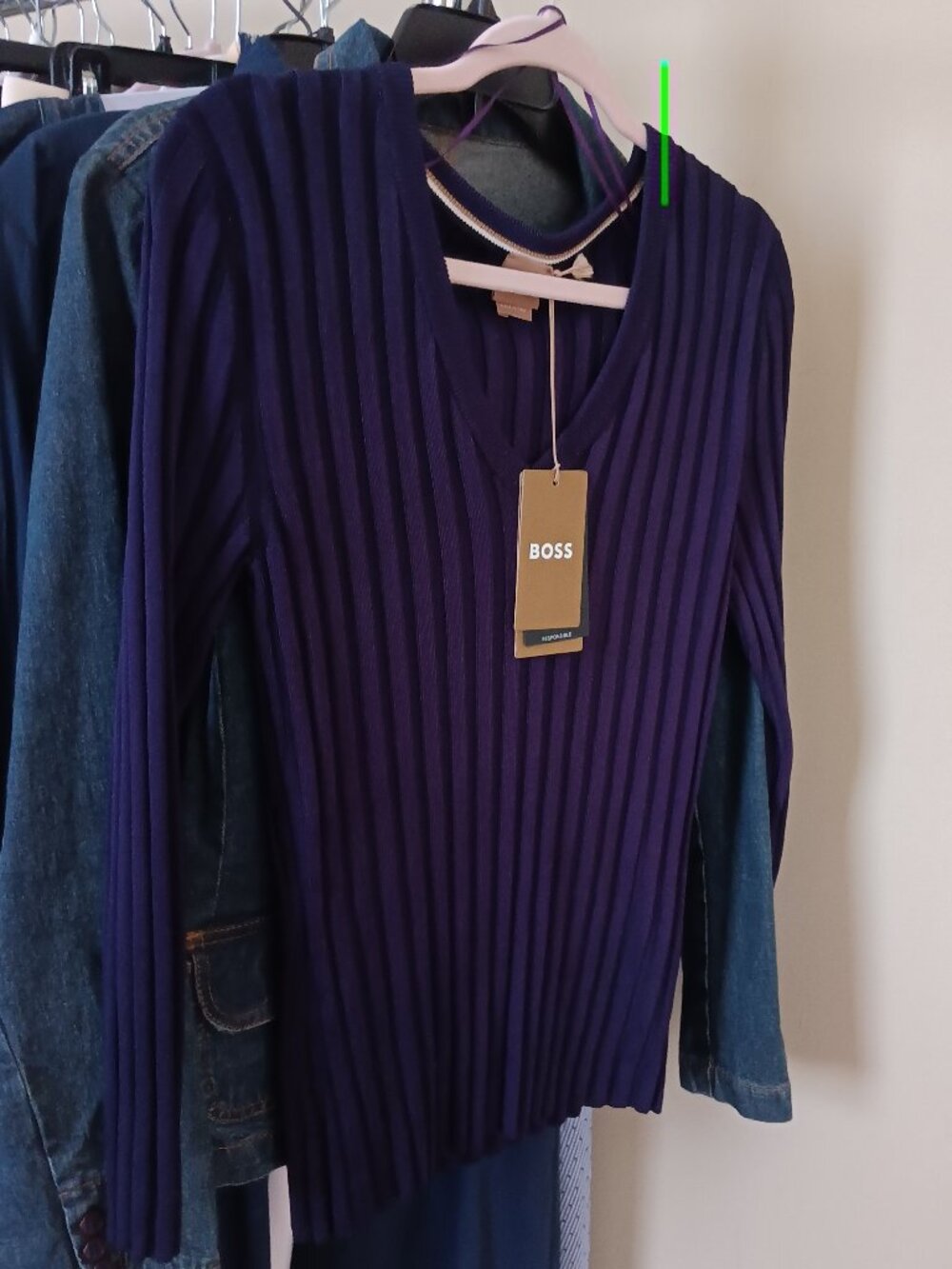 NWT Boss MADE IN ITALY Navy Blue Ribbed Knit Sweater